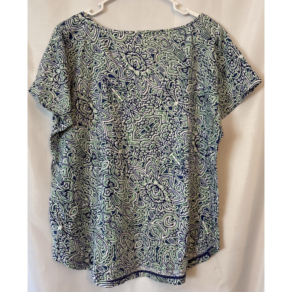 LIZ CLAIBORNE Blue Green Women's Short Sleeve Blouse Shirt XL - Picture 4 of 6